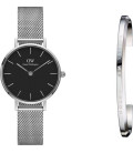 Daniel Wellington Classic Petite Sterling (Black) 28mm + Classic Cuff S